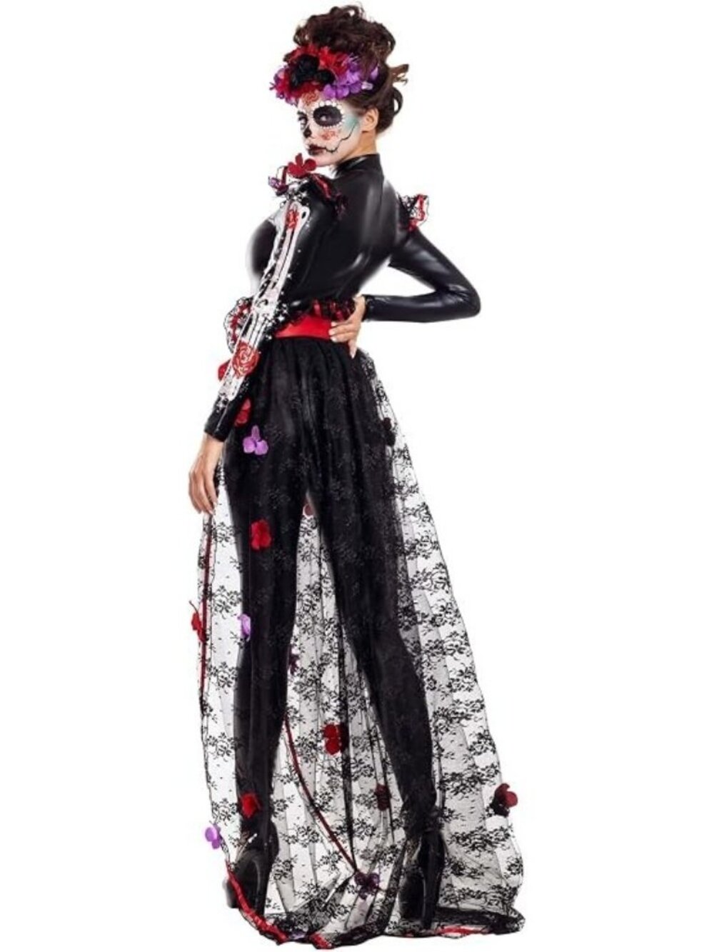 NEW Party King Women's Large Rosas Day of the Dead Costume MSRP $102 Halloween - Picture 2 of 2